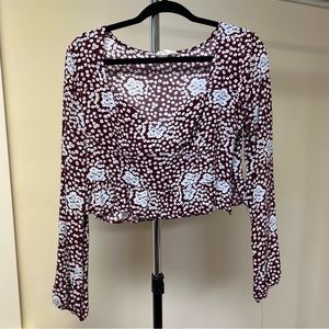 Long Sleeve Floral Cropped Shirt